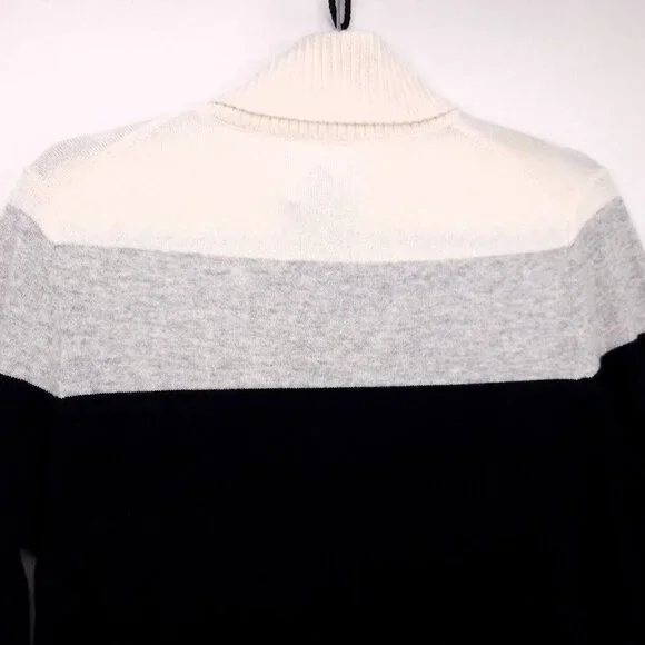 Land's End 100% Cashmere Turtleneck Sweater Women's Size Medium Soft Color Block - Picture 4 of 11